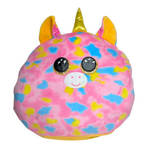 TY Squish-A-Boo Fantasia 10" Unicorn Plush‎ Toy Pink Blue Yellow Gold Horn